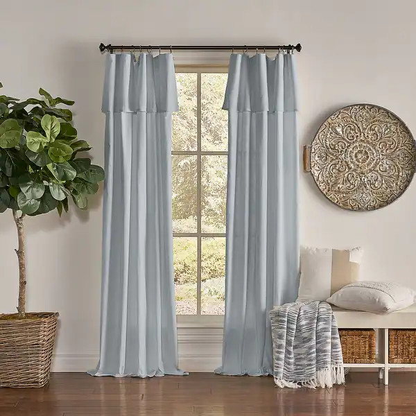 Mercantile Drop Cloth Light Filtering Ring Top Tab Farmhouse Curtain Panel with Valance - Bed Bat... | Bed Bath & Beyond