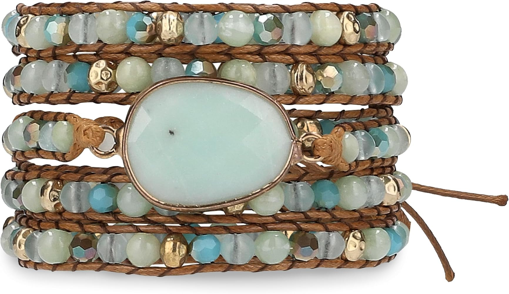 Bracelet for Women – Handmade Vegan Boho Natural Stone Layered Bracelet, Thailand Bohemian Stac... | Amazon (US)