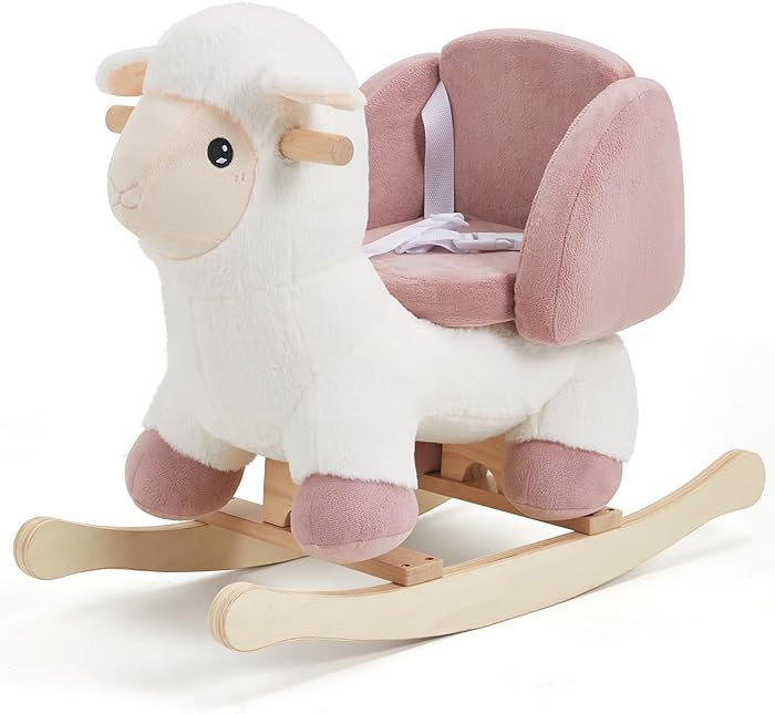 labebe - Baby Sheep Rocking Horse, Kids Plush Stuffed Rocking Animals, Ovis Aries Rocker with Sea... | Amazon (US)