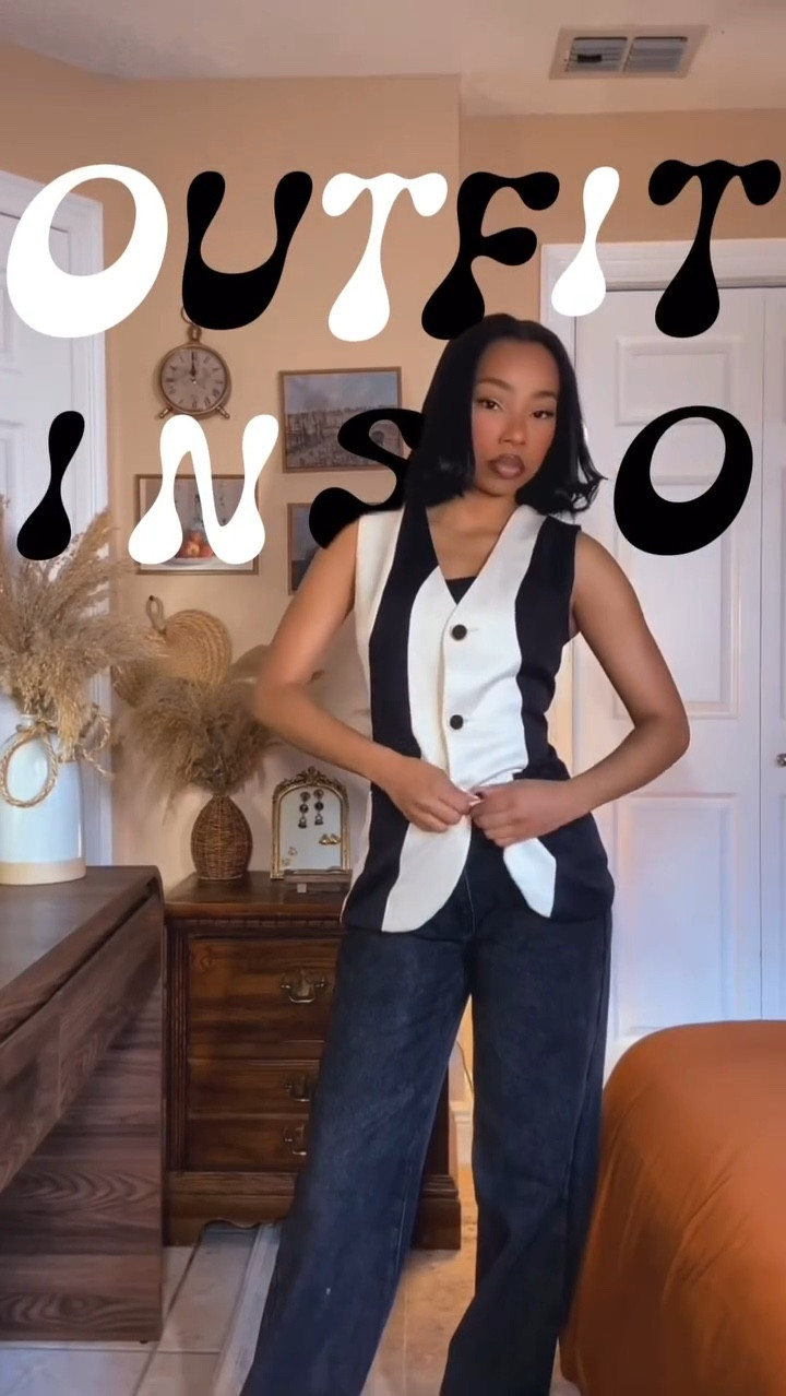 This top gives me such classic 90s vibes 

•Maija Women's Two-Tone Color-Blocking No Collar V-Neck
Button Vest Work Jacket

•MUSERA Low Waist Wide Leg
Jeans 

#classy90sfashion #outfitinspo #outfitoftheday #outfitstyle #classyoutfits #modestfashion