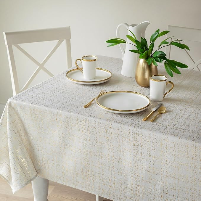 Benson Mills Gold Mine Foil Printed Fabric Table Cloth, Holiday, Winter, Thanksgiving, and Christ... | Amazon (US)