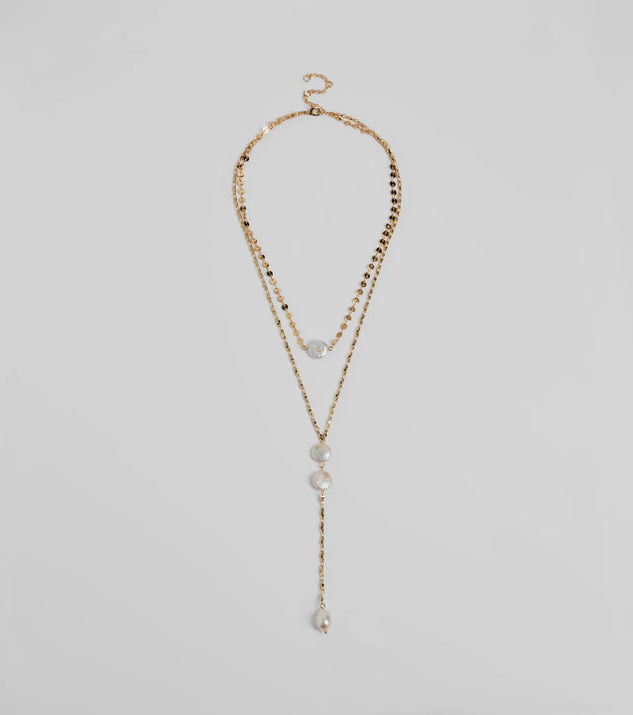 Coastal Glam Pearl Charm Lariat Necklace | Windsor Stores