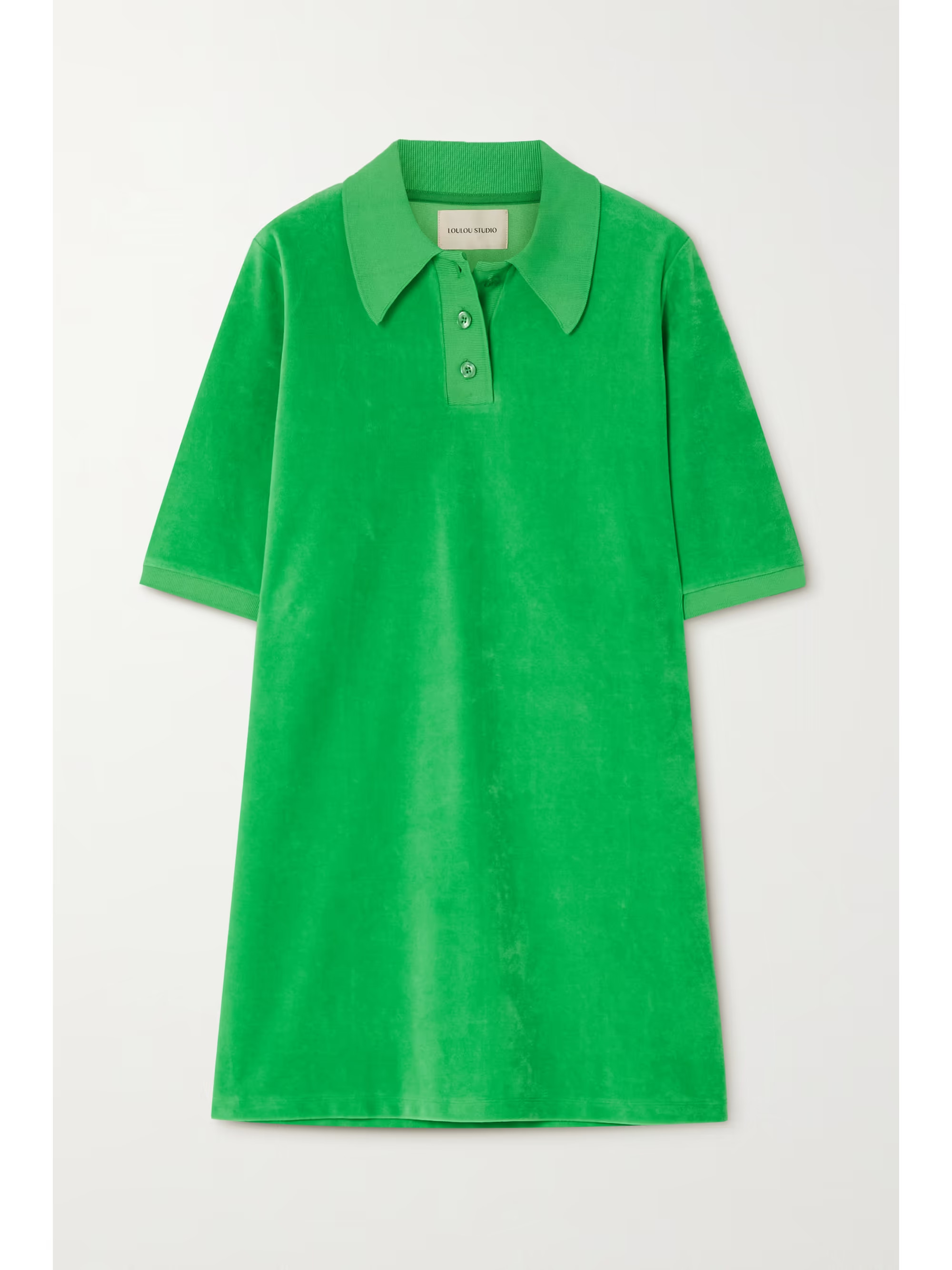 Green Cani cotton-blend velour mini dress | LOULOU STUDIO | NET-A-PORTER | NET-A-PORTER (US)