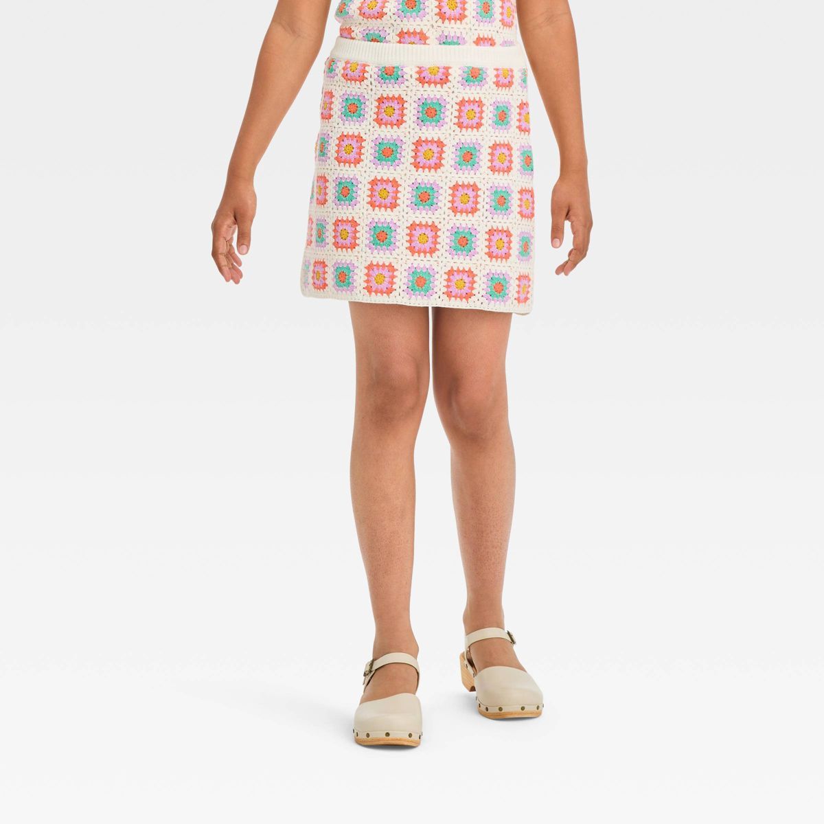 Girls' Crochet Knit Granny Square Skirt - art class™ | Target