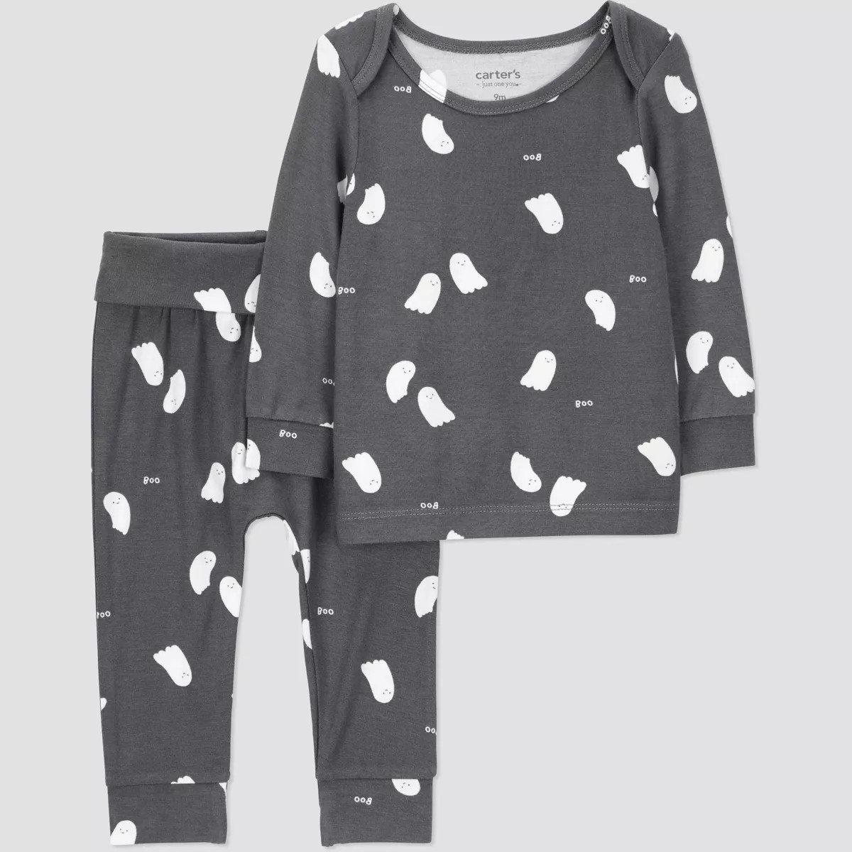 Carter's Just One You® Baby 2pc Halloween Ghosts Comfy Soft Top & Bottom Set - Dark Gray | Target