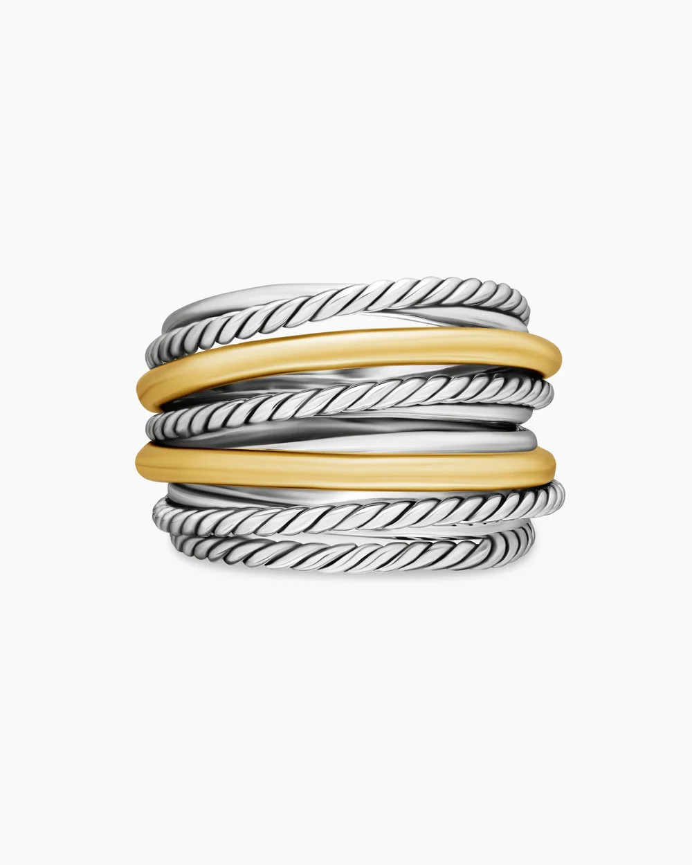 David Yurman | Crossover Ring in Sterling Silver with 18K Yellow Gold, 17.8mm | David Yurman