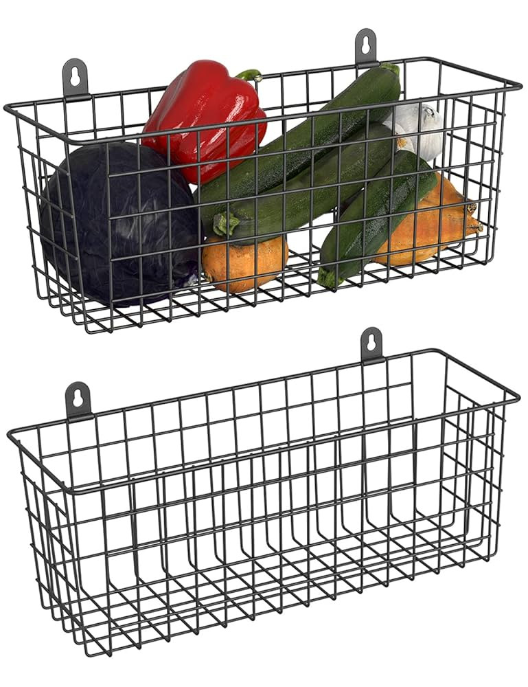 MaraFansie [Extra Large] Wire Basket 2-Pack Hanging Wall Organizer Cabinet Storage Basket Wall Mo... | Amazon (US)