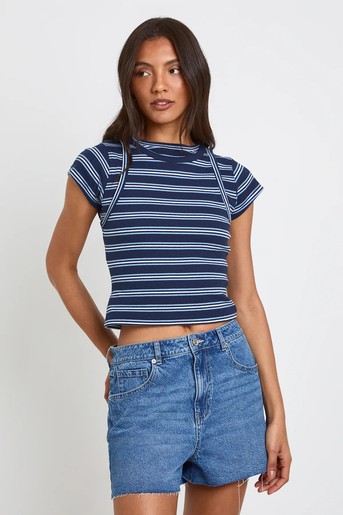 Mid Wash Tall Denim Mini Short | Boohoo | Boohoo.com (UK & IE)