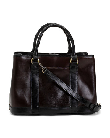 Leather Sheridan Two Tone Satchel With Shoulder Strap | TJ Maxx
