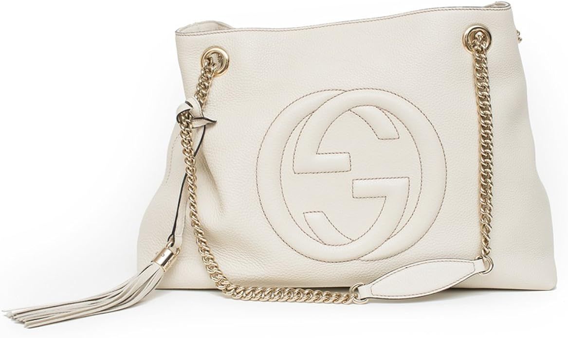 Gucci Soho Ivoire Ivory Gold Double Chain Soft Hobo Leather Shoulder Bag Italy Authentic New | Amazon (US)