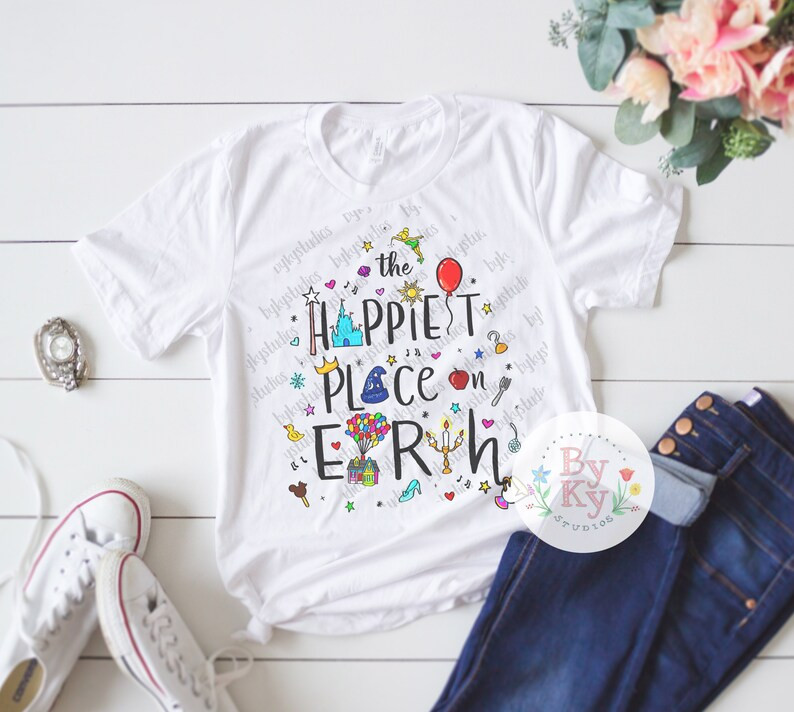 The Happiest Place on Earth Doodle Tee Unisex T-Shirt | Etsy (US)