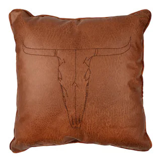 Brown Longhorn Skull Faux Leather Throw Pillow by Ashland® | Michaels | Michaels Stores