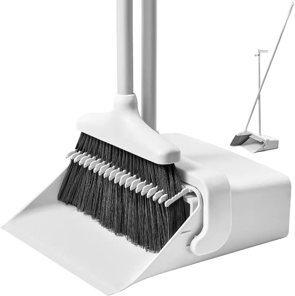 CQT Broom and Dustpan Set with 49'' Longer Handle Standing for Home Kitchen Cleaner Floor Sweepin... | Amazon (US)