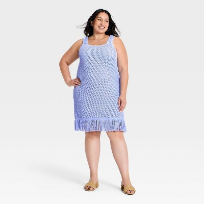 Women's Mini Sweater Dress - A New Day™ Blue 1X | Target