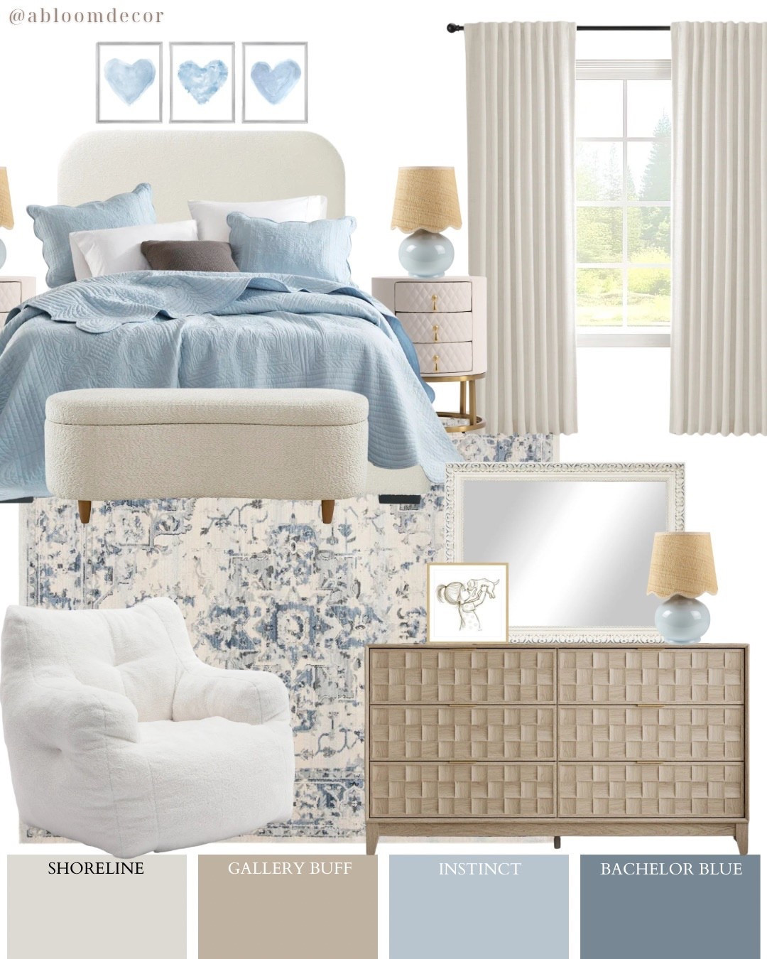 This mood board is all about creating a soft, cozy tween girl’s bedroom with calming blues, creamy neutrals, and just the right mix of playful and grown-up touches. 

#LTKHome