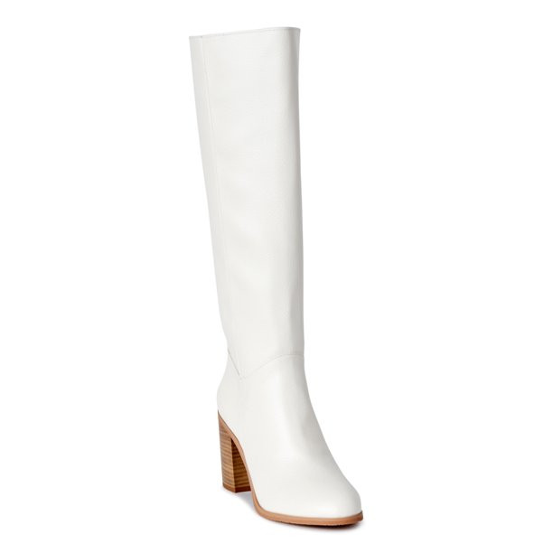 Melrose Ave Women's Vegan Leather Knee High Block Heel Boots | Walmart (US)