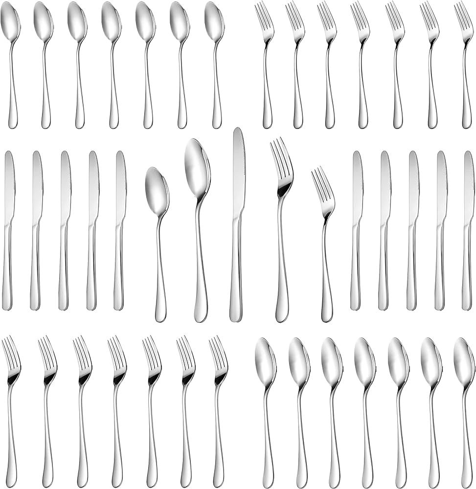 30 Piece Silverware Set Service for 6,Premium Stainless Steel Flatware Set,Mirror Polished Cutler... | Amazon (US)