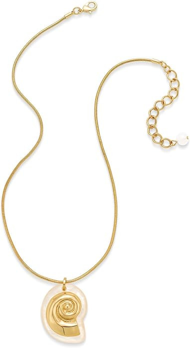 Seashell Necklace for Women, Gold Statement Fish Shell Pendant Necklace Beach Summer Shell Jewelr... | Amazon (US)
