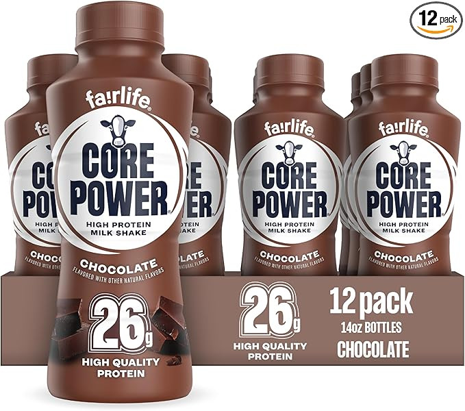 Core Power Protein Shake, Chocolate, 26g Bottle, 14oz, 12 Pack | Amazon (US)