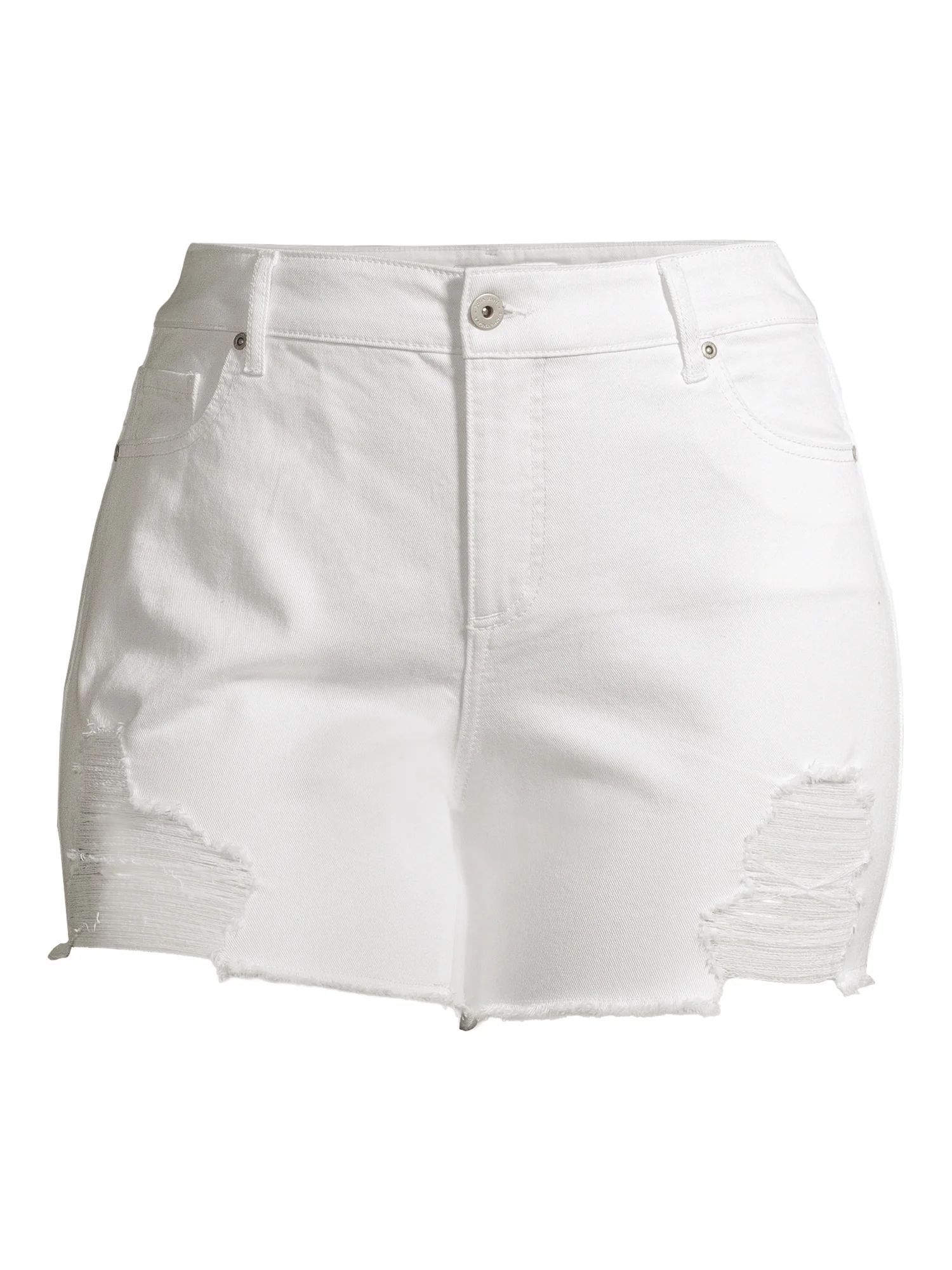 Sofia Jeans by Sofia Vergara Plus Size Lila Mid-Rise Destructed Hem Shorts - Walmart.com | Walmart (US)