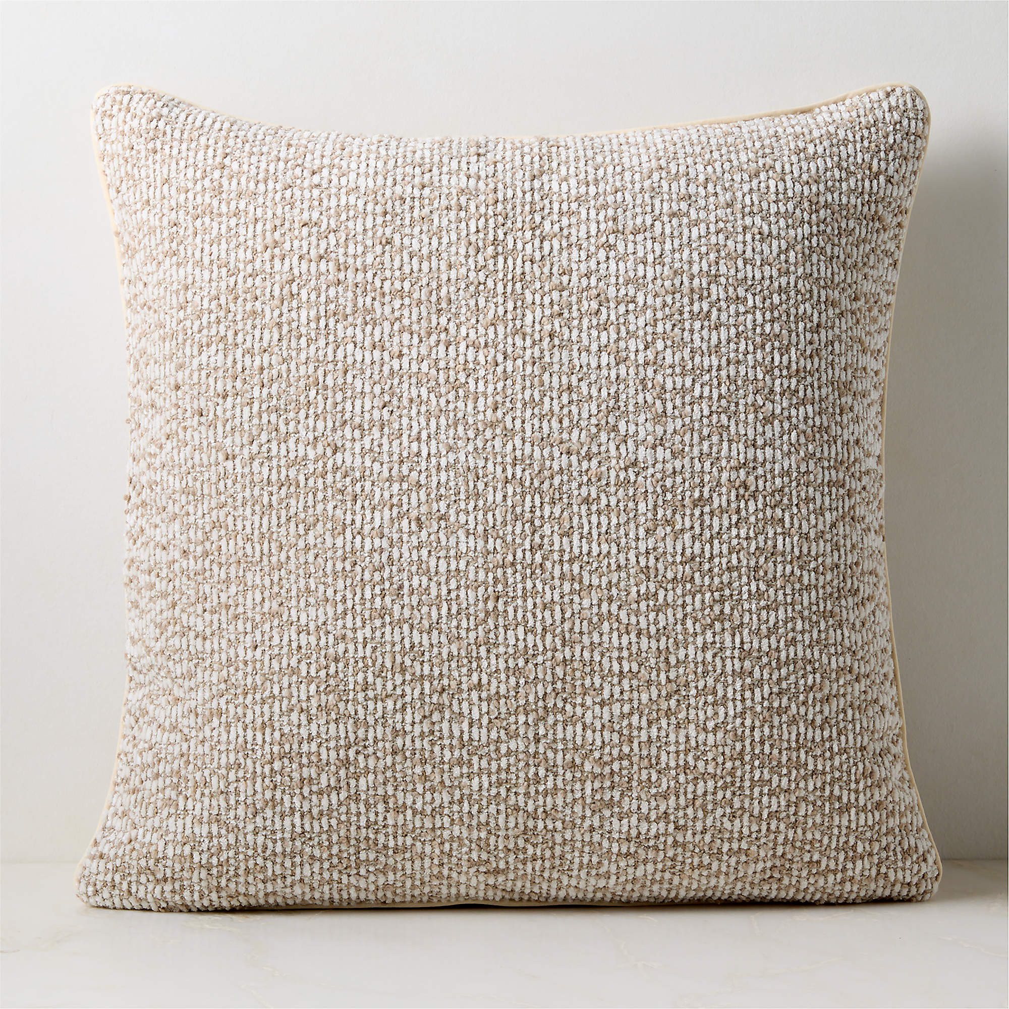 Strada Off-White Slub Weave Italian Wool Throw Pillow with Feather Down Insert 23"x23" + Reviews ... | CB2