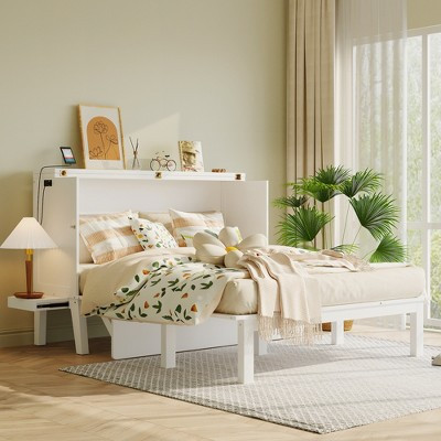Queen Size Murphy Bed with USB Port and Removable Shelves on Each Side, White, 4A -ModernLuxe | Target