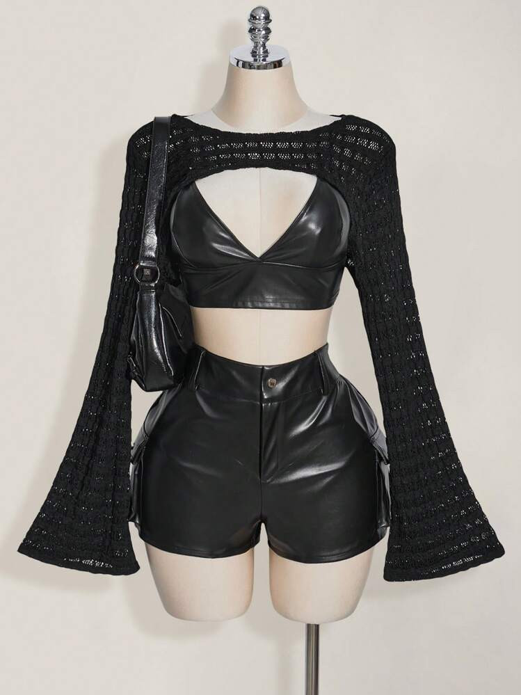 Plsu Sleeve Top Cover  | SHEIN