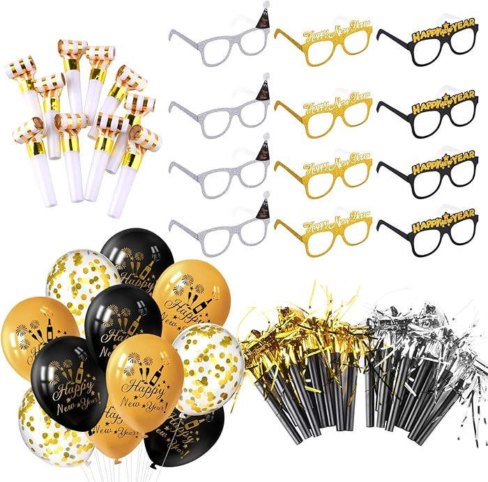 TUPARKA 57 Pcs 2026 New Years Eve Party Supplies Includes Paper Happy New Year Glasses，Party Bl... | Amazon (US)