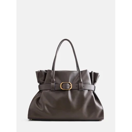 Scoop Women's Faux Leather Buckle Tote, Burnt Rosemary | Walmart (US)