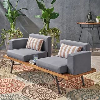 Canoga Outdoor Industrial 2-seater Sofa by Christopher Knight Home | Bed Bath & Beyond
