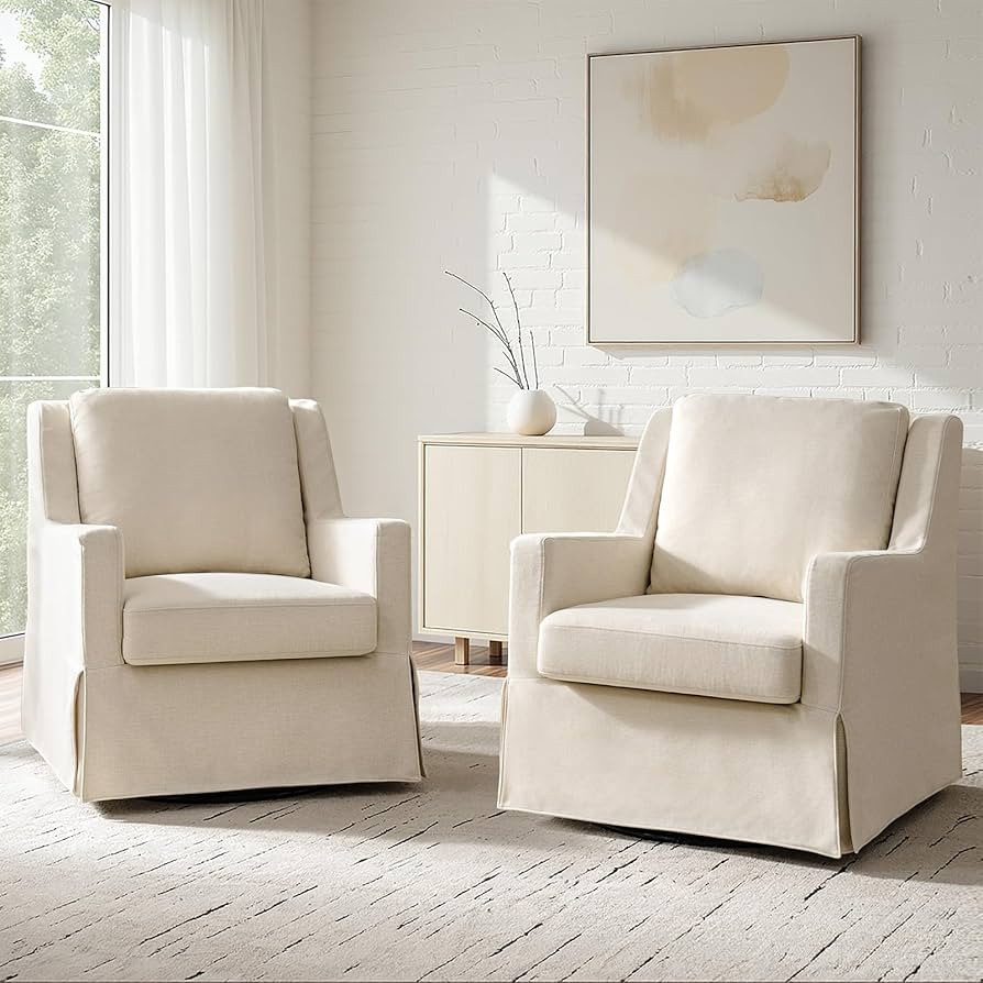 HULALA HOME Swivel Rocker Chairs Set of 2, Farmhouse Swivel Rocking Accent Chairs with Removable ... | Amazon (US)