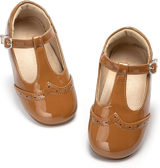 THEE BRON Girls T-Strap Shoes | Square Toe for Wide Feet | Party & Dress Toddler Kid | Amazon (US)