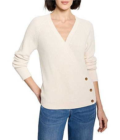NIC ZOE Shaker Stitch Knit V-Neck Long Sleeve Wrap Sweater - S | Dillard's