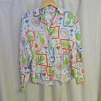 Cynthia Rowley 100% Linen Women's M Sz Brunch Button Up Martini Girls Trip Beach | eBay | eBay US