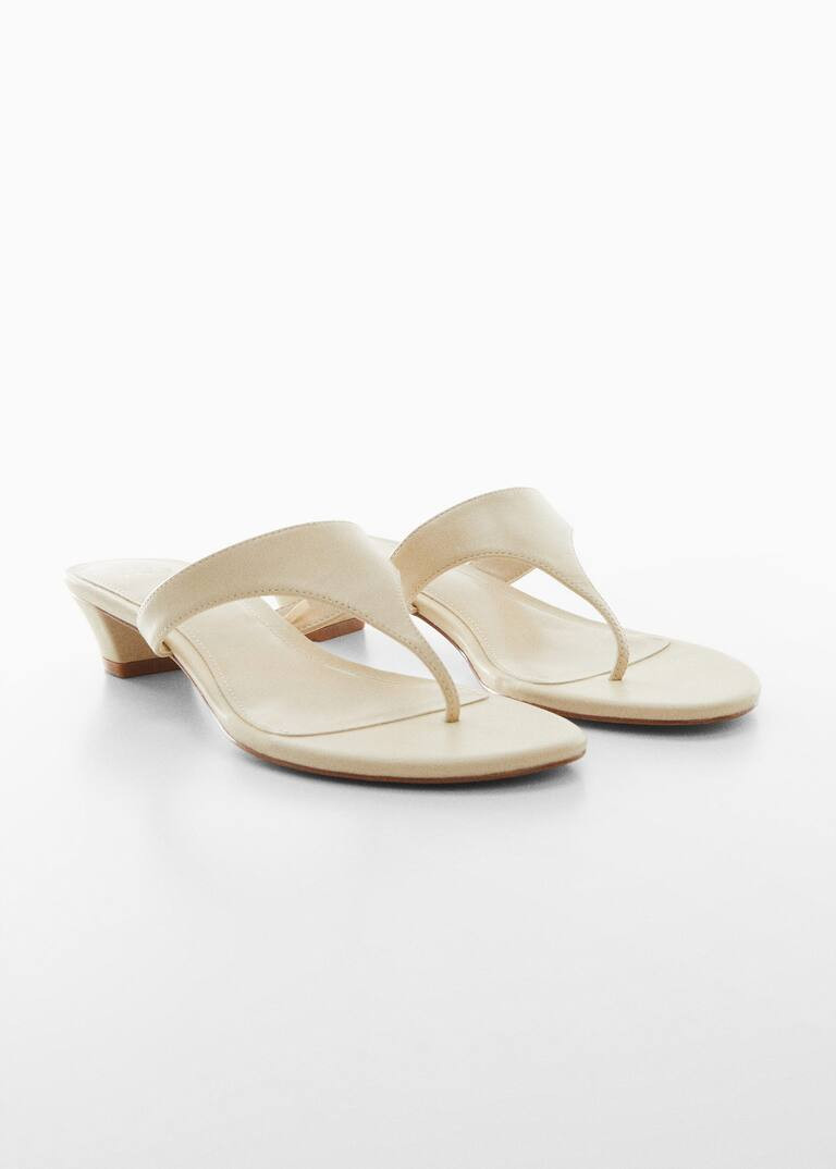 Kitten-heel leather sandal -  Women | Mango USA | MANGO (US)