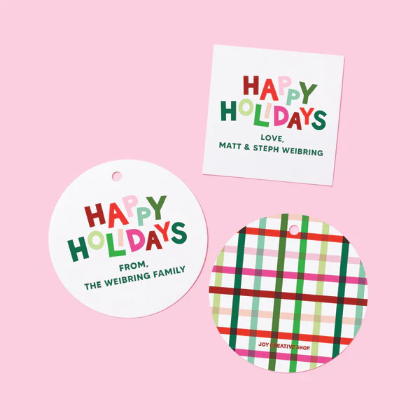 Happy Holidays Personalized Gift Tag & Sticker | Joy Creative Shop