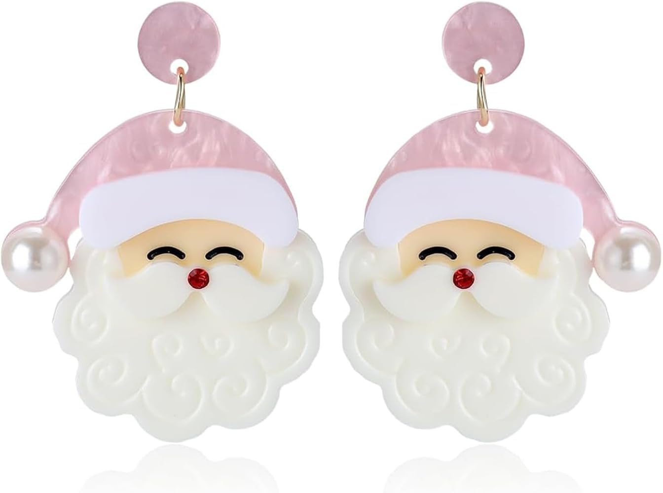 Christmas Earrings for Women - Cute Pink Santa Dangle Earrings, Christmas Accessories Outfits Hol... | Amazon (US)
