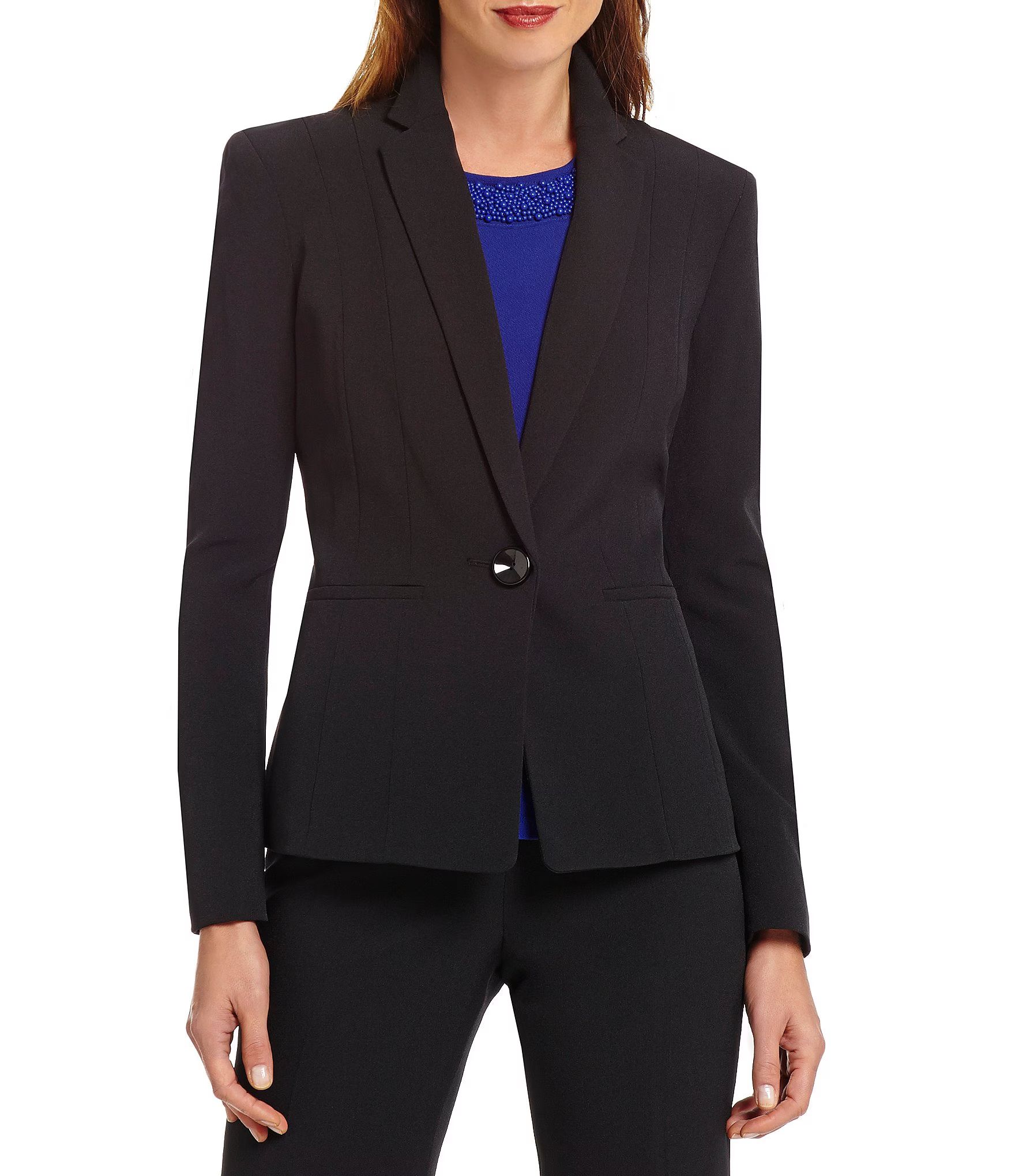 Kasper Crepe One-Button Long Sleeve Jacket | Dillard's | Dillard's