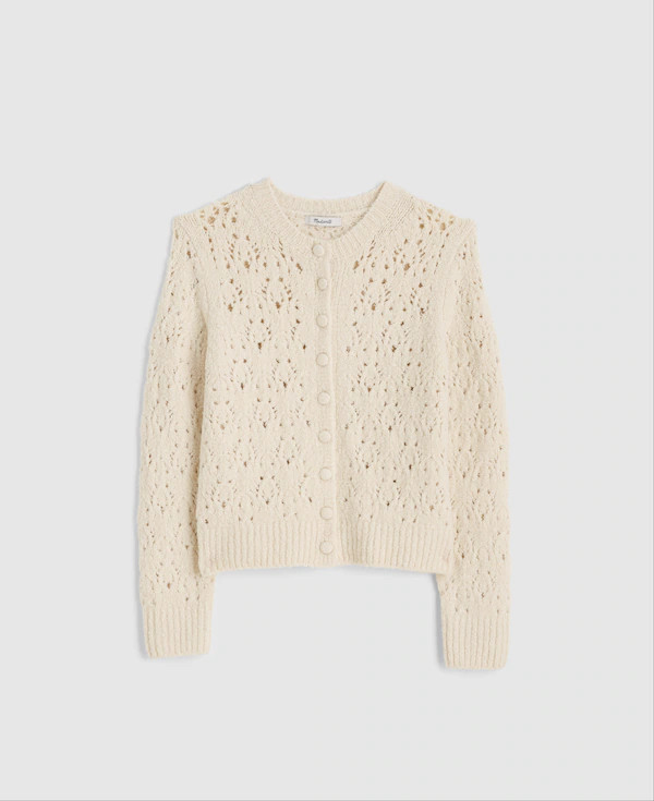 Pointelle-Stitch Cardigan in Cotton Blend | Madewell