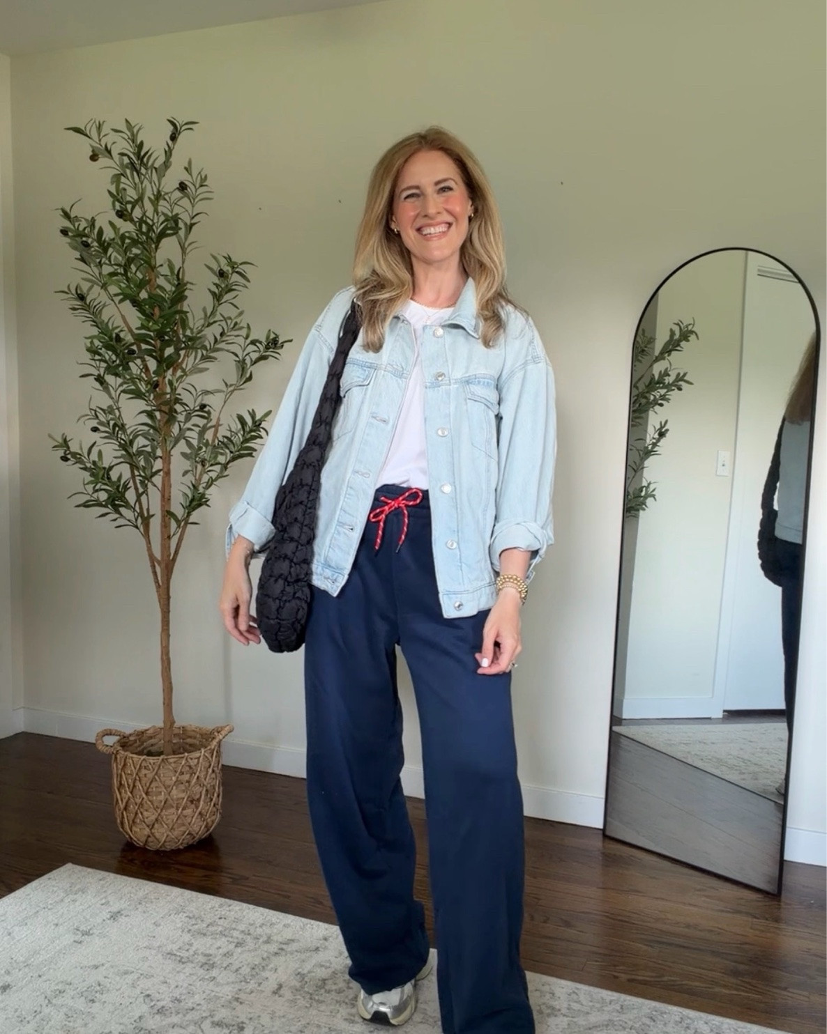 Wide leg sweatpants are the uniform here in Connecticut come fall and winter and these are so good! I got the size medium. Also come jn brown, which I ordered. Tall girl friendly. Jacket is old Walmart. #walmartfashion

#LTKOver40