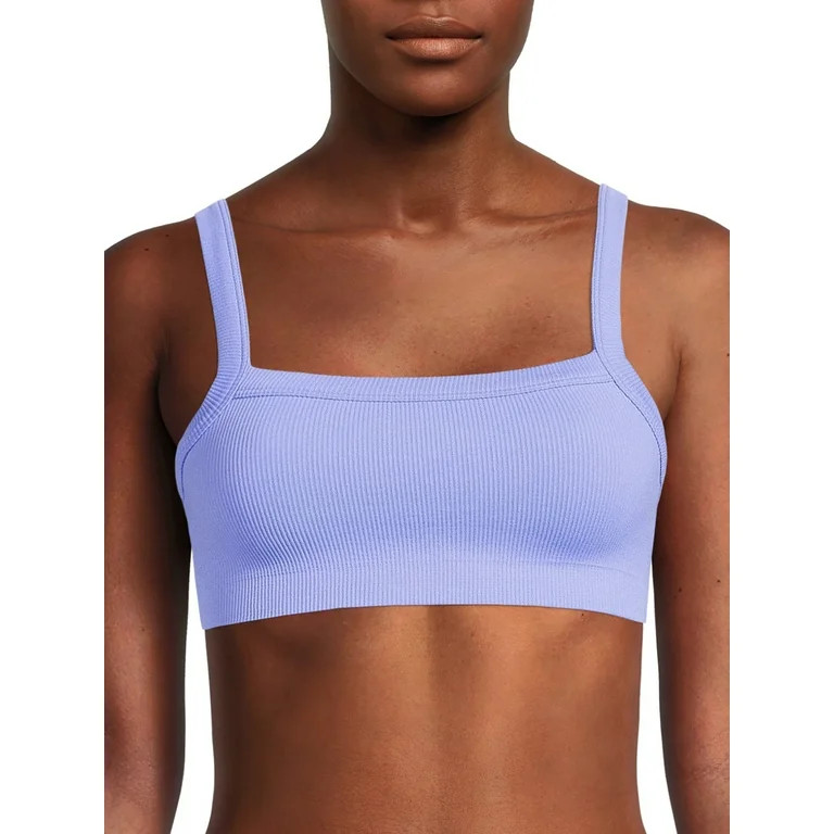 No Boundaries Women's Seamless Square Neck Ribbed Bralette | Walmart (US)