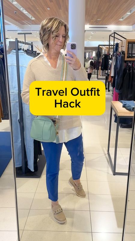 Travel outfit hack for your tunic sweater. Loafers are roomy for cheap pad to absorb sweat and dirt. 5’8” size 10. Bag is Pom Pom London

#LTKshoecrush #LTKtravel