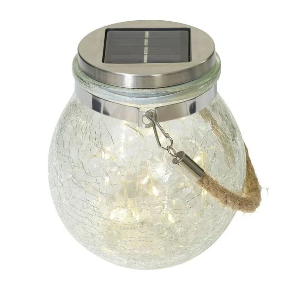 Mainstays 5.5" Crackle Glass Solar Powered Outdoor Lantern, with 20 Warm White LED Lights - Walma... | Walmart (US)