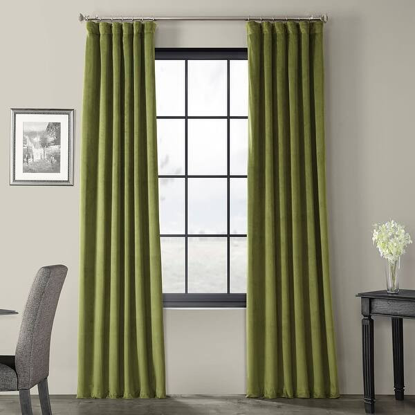 Exclusive Fabrics Signature Blackout Velvet Curtain (1 Panel) - 50 X 84 - Basque Green | Bed Bath & Beyond