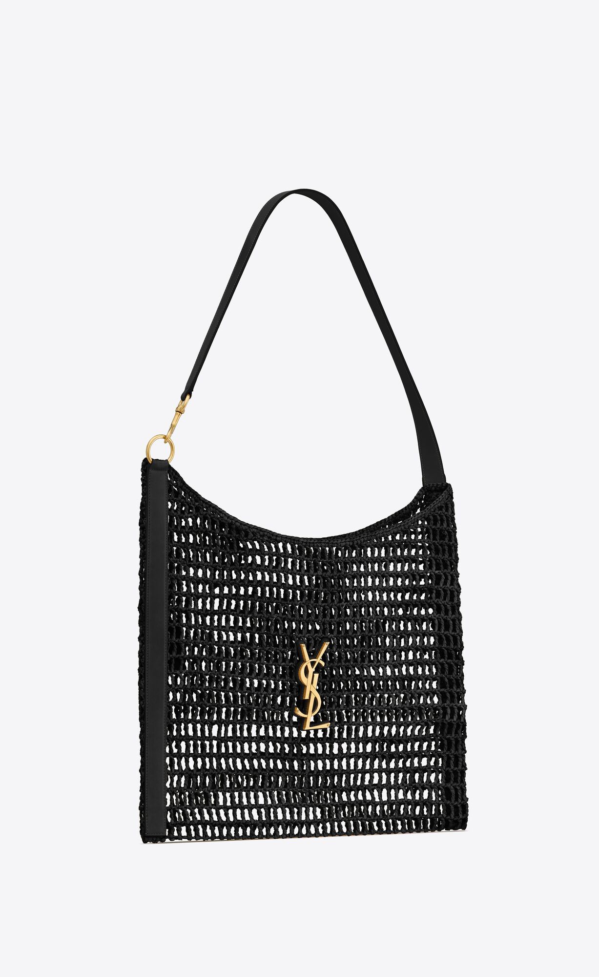 Net shoulder bag in macramé with a dual-length leather shoulder strap, decorated with the CASSAN... | Saint Laurent Inc. (Global)