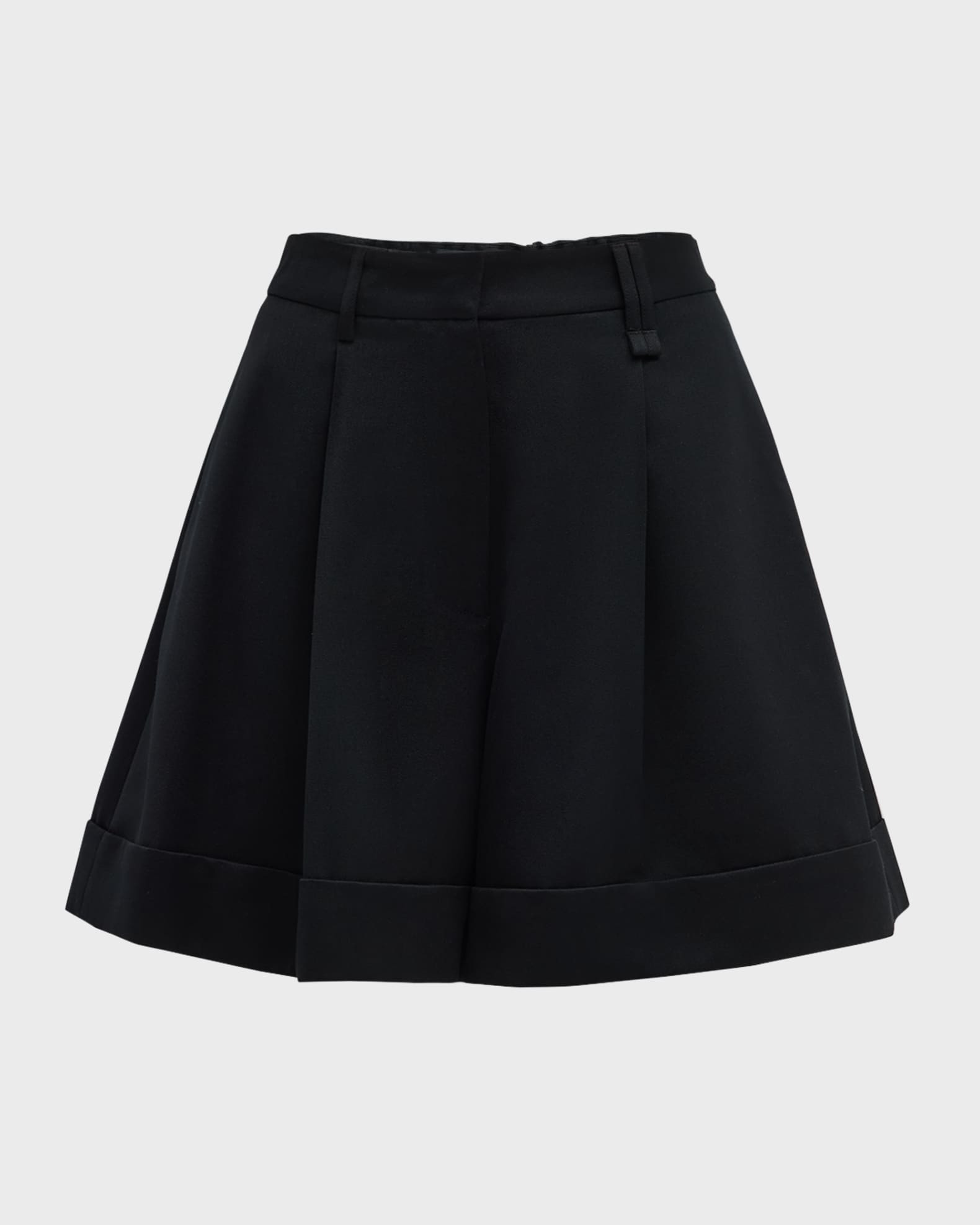 Simone Rocha Pleated Sculpted Newsboy Shorts With Cuff | Neiman Marcus