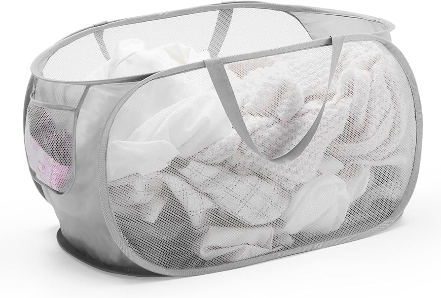 Collapsible Mesh Pop Up Laundry Basket with Durable Handles and Pockets, Portable, Foldable, Delu... | Amazon (CA)
