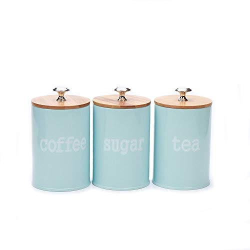 Hot Sale X022S Set of 3 Metal Kitchen Food Storage Tin Canister/Jar/Container with Bamboo Lid (bl... | Amazon (US)