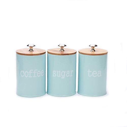 Hot Sale X022S Set of 3 Metal Kitchen Food Storage Tin Canister/Jar/Container with Bamboo Lid (bl... | Amazon (US)