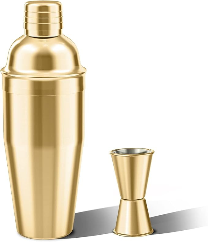 LUCKYGOOBO Cocktail Shaker with Double Measuring Jigger,18/8 Stainless Steel 24oz Martini Shaker ... | Amazon (US)